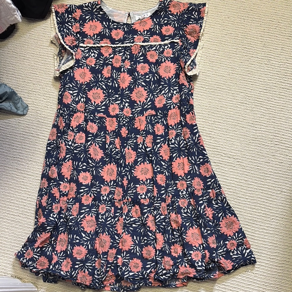 THML Pink and Blue Ruffled Tiered Sundress